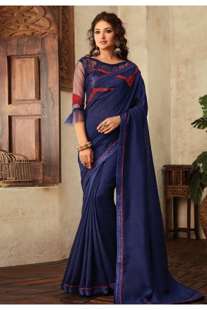 Blue georgette festival wear saree  V3915